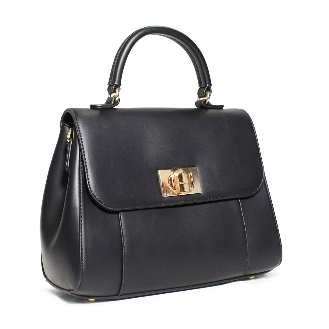 Elegant Turn-Lock Top Handle Bag – Premium Leather Finish