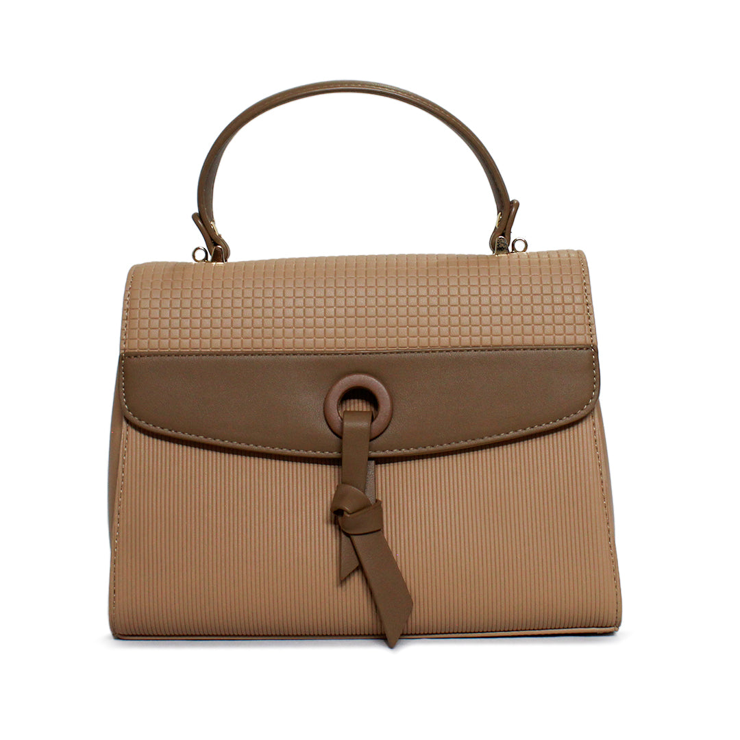 Textured Top Handle Bag with Knot Detail