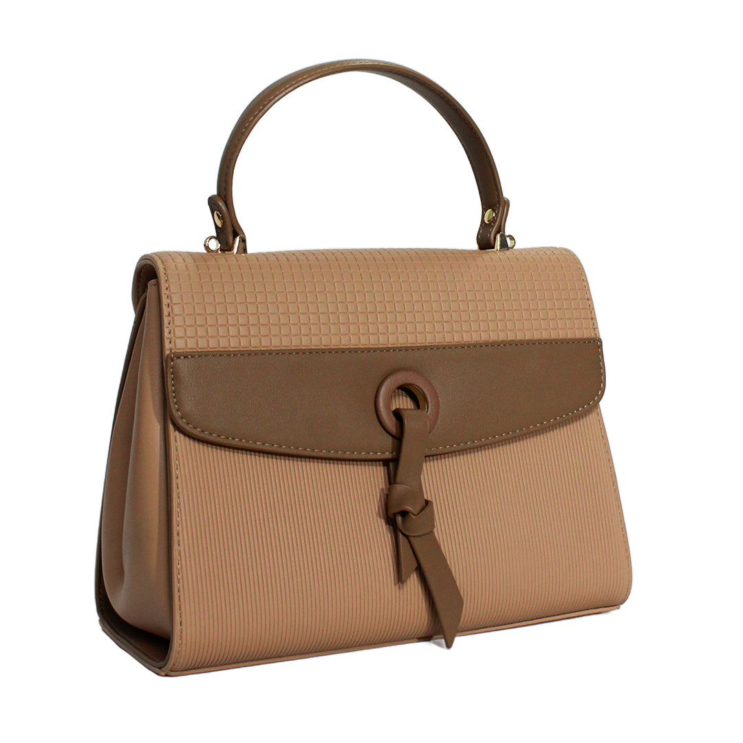 Textured Top Handle Bag with Knot Detail