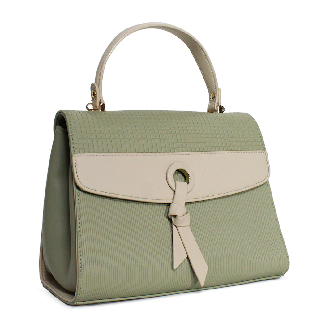 Textured Top Handle Bag with Knot Detail