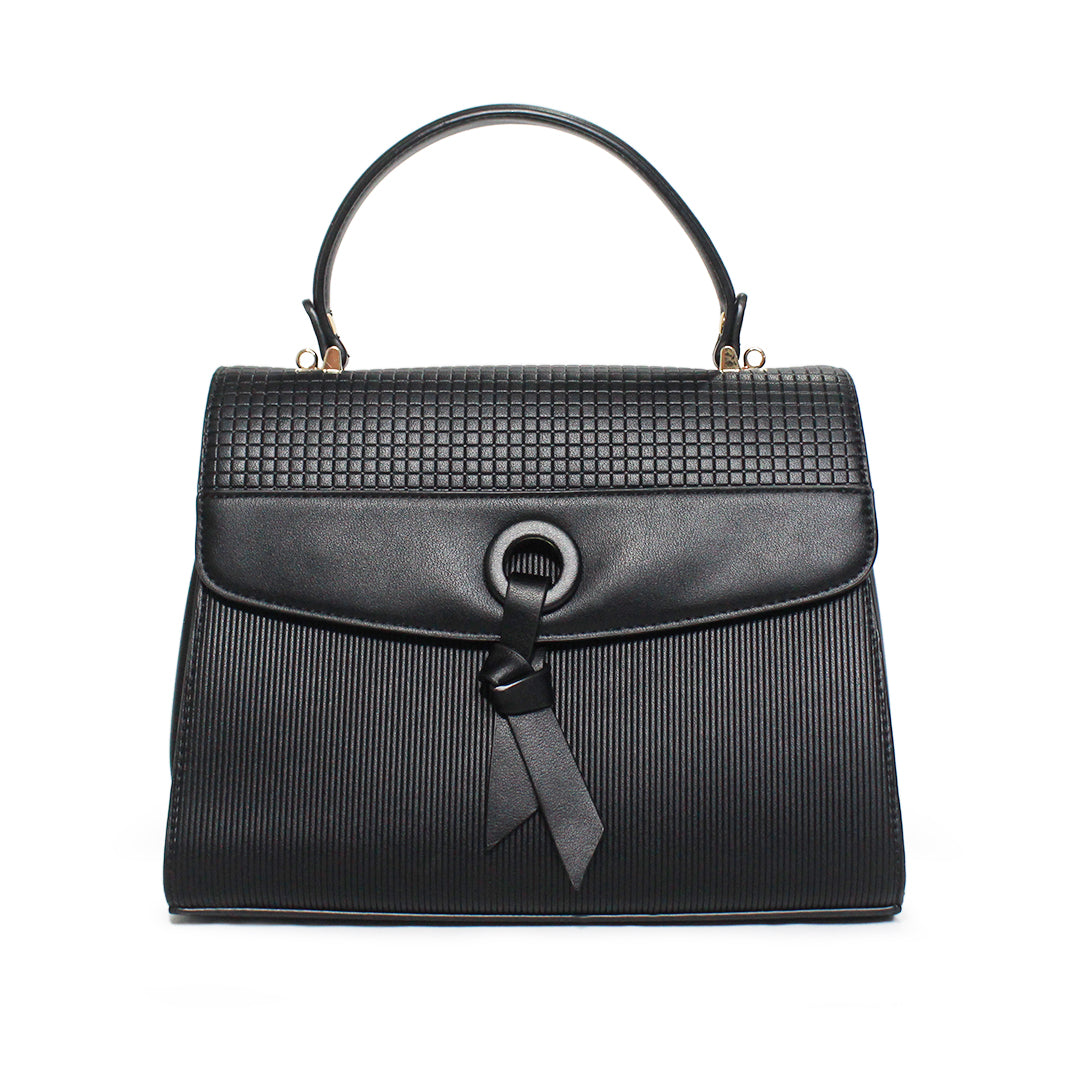 Textured Top Handle Bag with Knot Detail