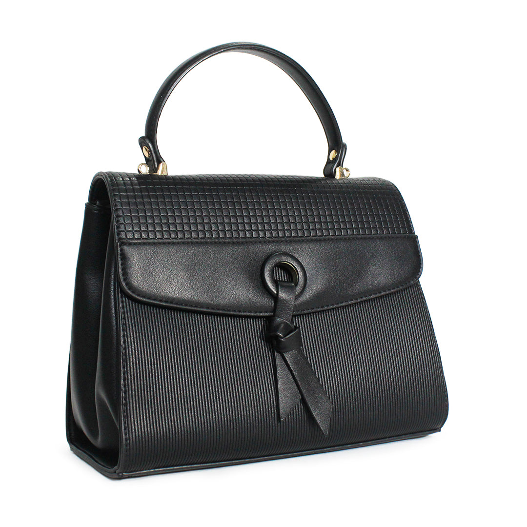 Textured Top Handle Bag with Knot Detail