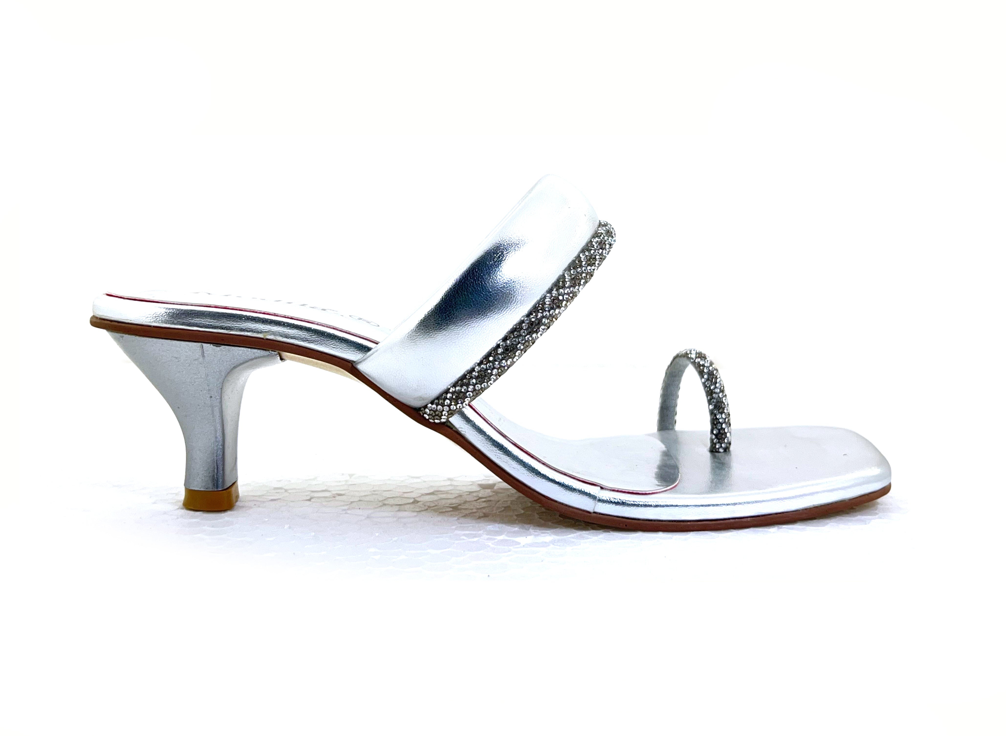 Stud Diamond Strap Heels