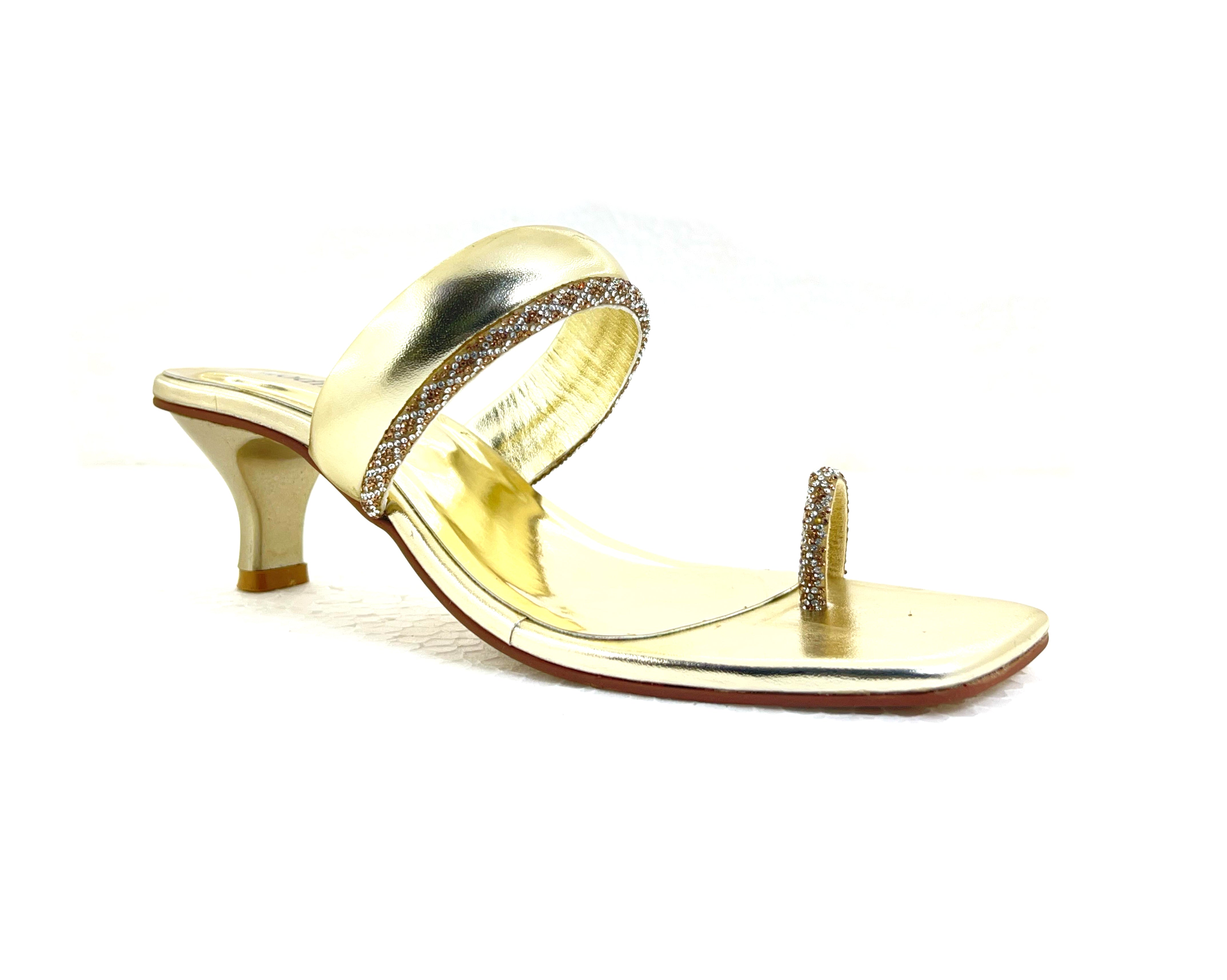 Stud Diamond Strap Heels