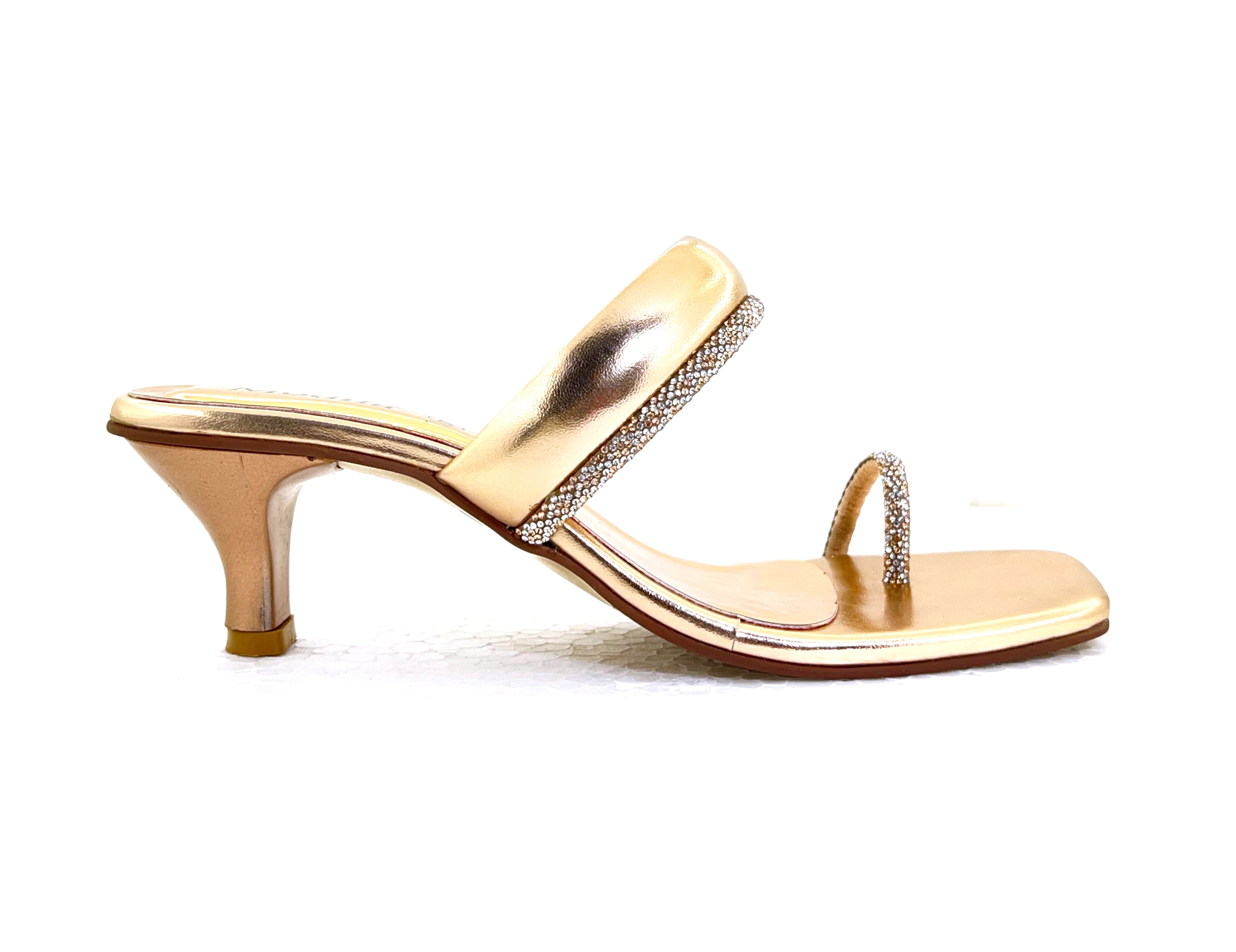 Stud Diamond Strap Heels