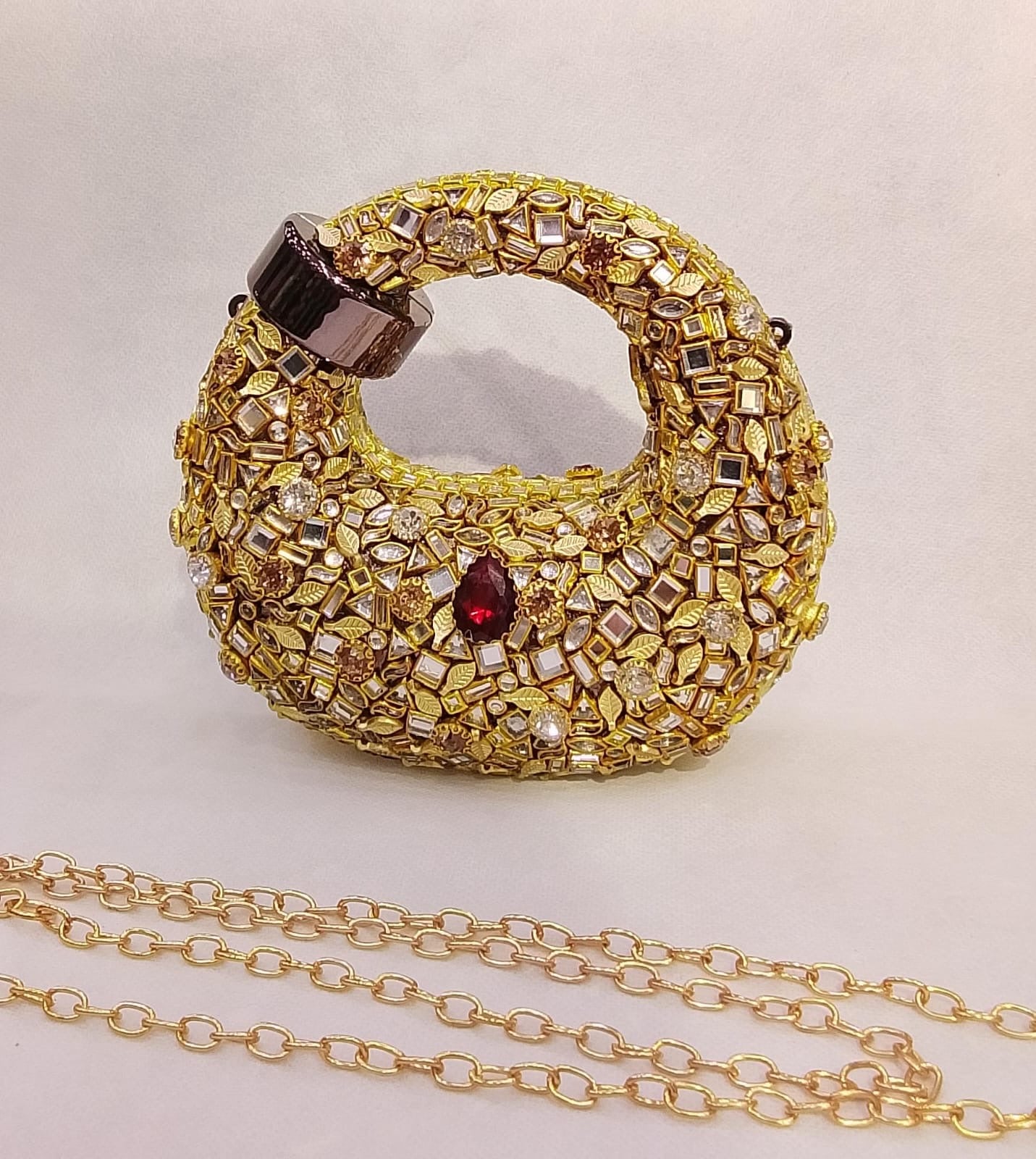 Kundan work Cluch Acyrlic