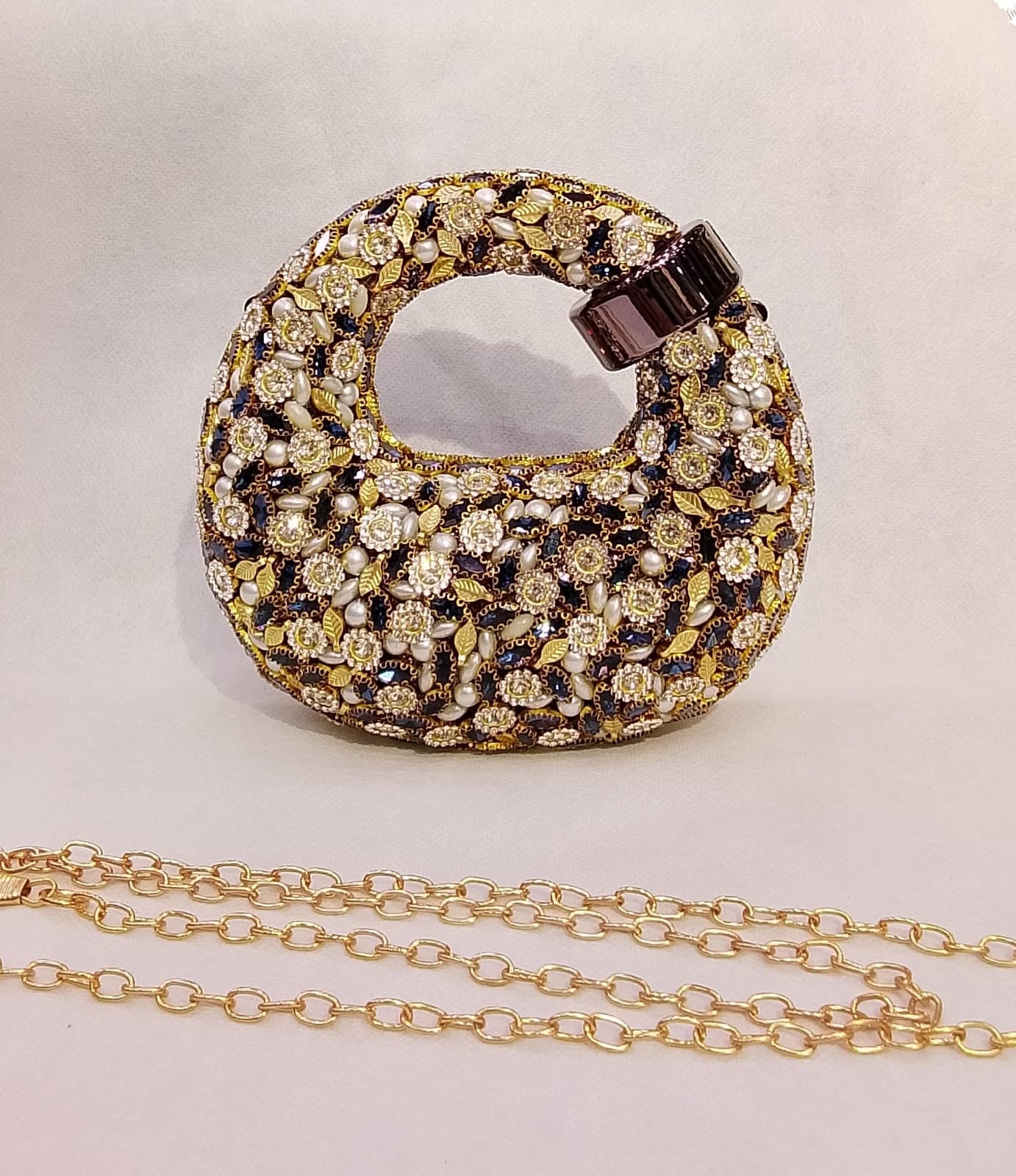 Kundan work Cluch Acyrlic