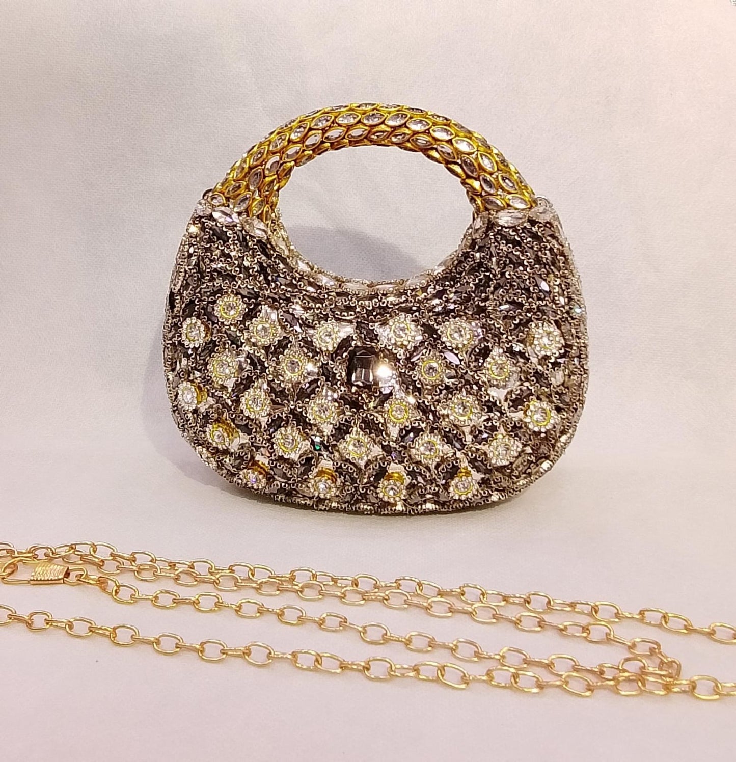 Kundan work Cluch Acyrlic