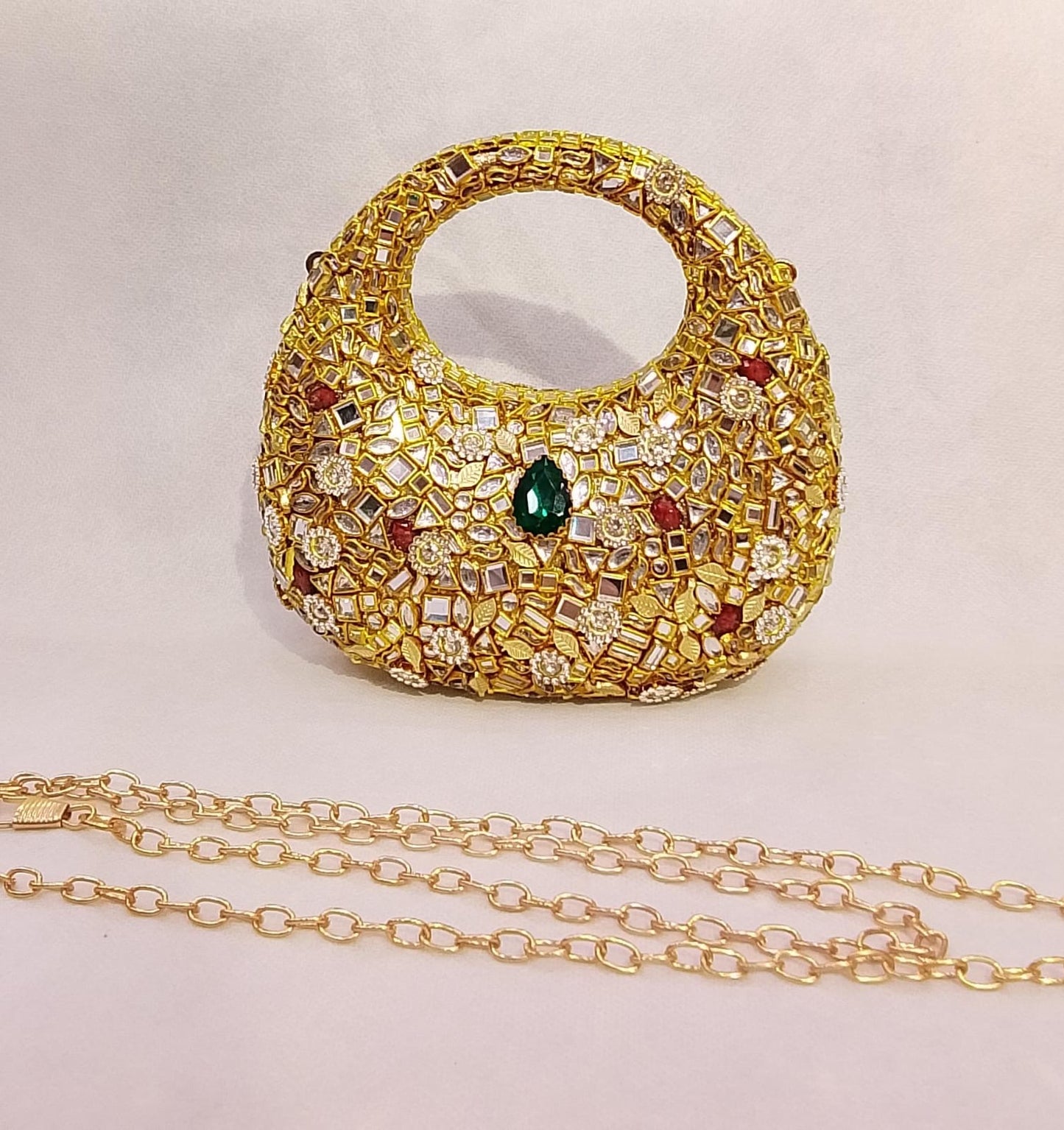 Kundan work Cluch Acyrlic