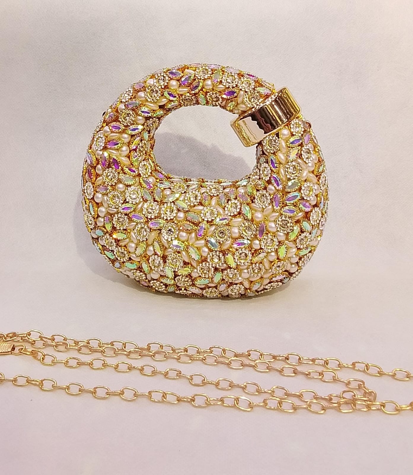 Kundan work Cluch Acyrlic