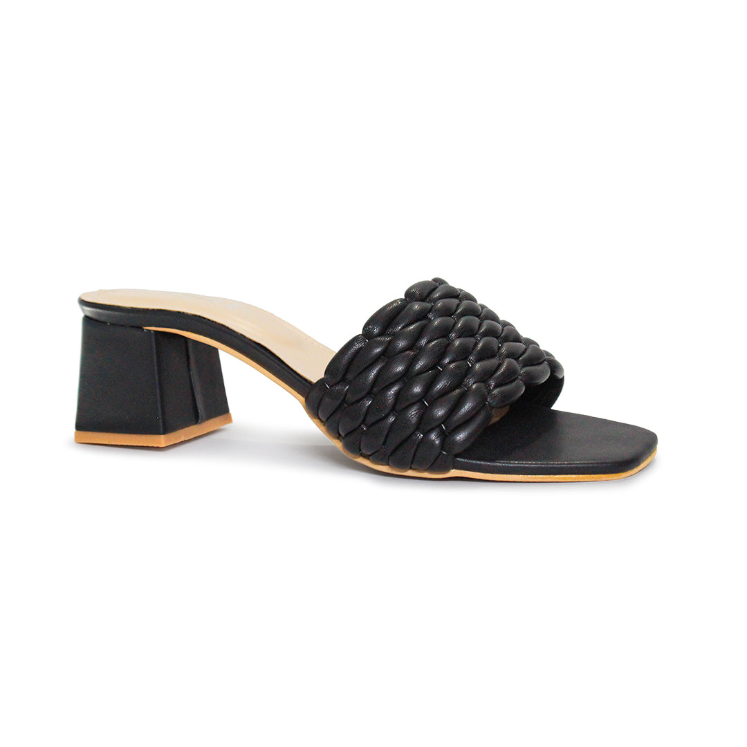 Braided Strap Block Heel Slides
