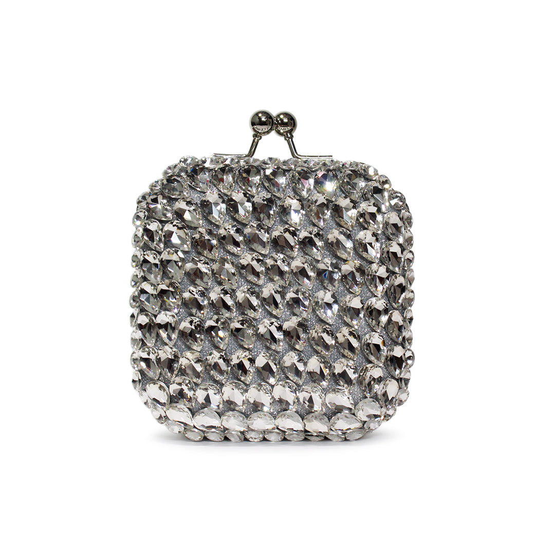 Crystal Embellished Box Clutch