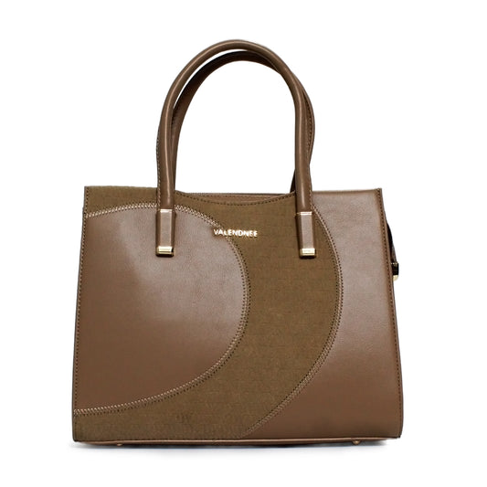 Dual-Tone Leather Handbag – Modern Chic Collection