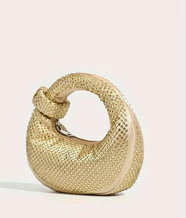 Luxury Women'S Party Crescent Rhinestone Evening Handbag with Crossbody Strap, Glittering and Shining, Exquisite and Fashionable, Suitable for Parties, Weddings, Balls, Dinners, and Banquets