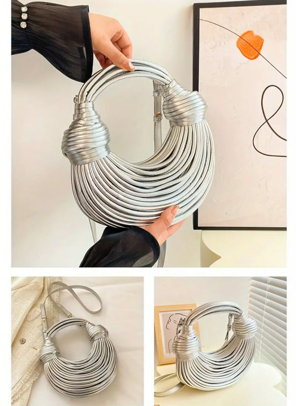 Trendy Design Sense handmade Dumpling bag Crossbody Knotted rope bag