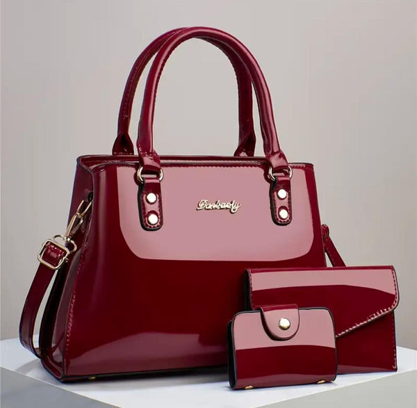 Elegant Stylish Tote Bag with Coin Purse and Card Holder, Multi-Functional Large Capacity Crossbody Bag, New Patent leather Design for Women, Travel-Friendly Shoulder/Shoulder/Crossbody Bag, Versatile Casual Luxury Large Capacity Bag