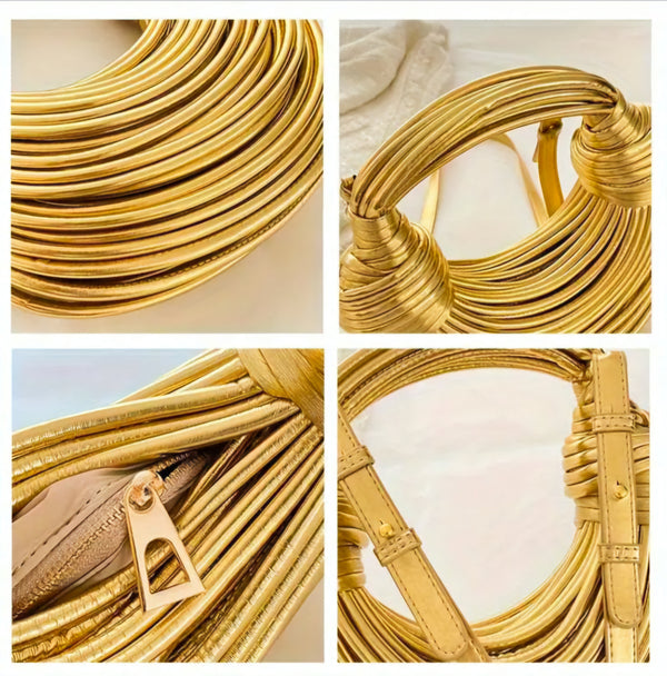 Trendy Design Sense handmade Dumpling bag Crossbody Knotted rope bag