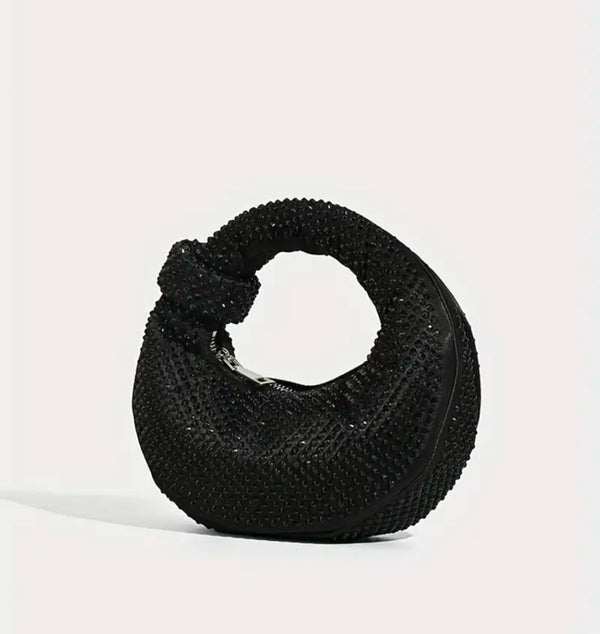 Luxury Women'S Party Crescent Rhinestone Evening Handbag with Crossbody Strap, Glittering and Shining, Exquisite and Fashionable, Suitable for Parties, Weddings, Balls, Dinners, and Banquets