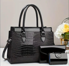 Elegant Stylish Tote Bag with Coin Purse and Card Holder, Multi-Functional Large Capacity Crossbody Bag, New Crocodile Print Design for Women, Travel-Friendly Shoulder/Shoulder/Crossbody Bag, Versatile Casual Luxury Large Capacity Bag