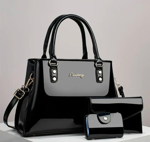 Elegant Stylish Tote Bag with Coin Purse and Card Holder, Multi-Functional Large Capacity Crossbody Bag, New Patent leather Design for Women, Travel-Friendly Shoulder/Shoulder/Crossbody Bag, Versatile Casual Luxury Large Capacity Bag
