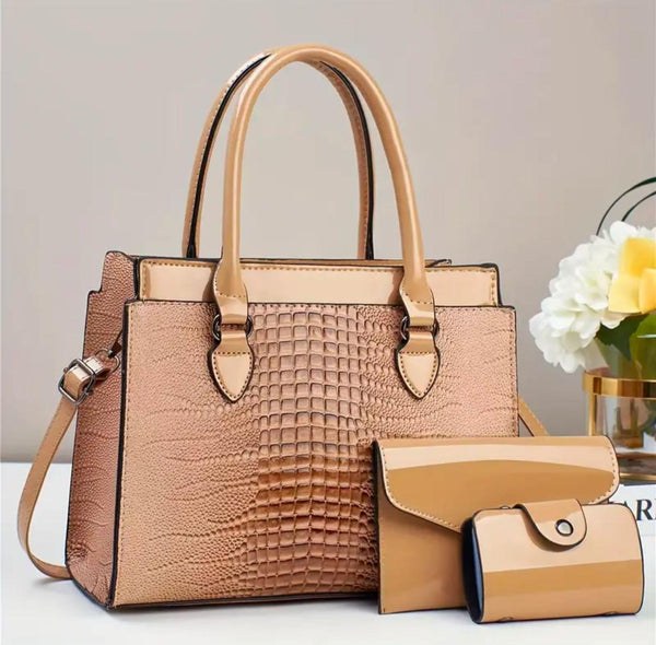 Elegant Stylish Tote Bag with Coin Purse and Card Holder, Multi-Functional Large Capacity Crossbody Bag, New Crocodile Print Design for Women, Travel-Friendly Shoulder/Shoulder/Crossbody Bag, Versatile Casual Luxury Large Capacity Bag