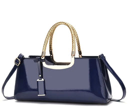 Elegant PU Evening Handbag for Women - Glossy Luxury Clutch with Golden-Tone Hardware, Zipper Closure & Polyester Lining - Perfect for Weddings, Parties, Formal Events (Coffee Brown/White/Pink/Blue/Black), Cute Purse, Sophisticated Style
