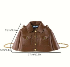 1pc Women'S Unique Shape Crossbody Bag, Faux Leather Shirt Style Shoulder Purse with Metal Chain Strap, Solid Color, Magnetic Closure, Polyester Lined, Fashionable Mobile Phone Pouch