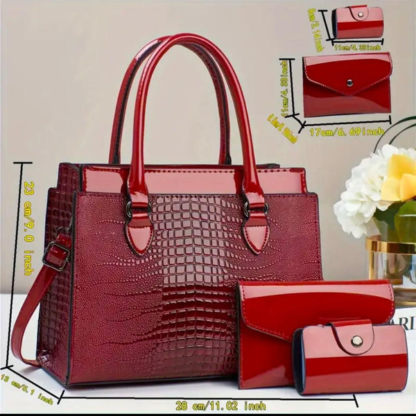 Elegant Stylish Tote Bag with Coin Purse and Card Holder, Multi-Functional Large Capacity Crossbody Bag, New Crocodile Print Design for Women, Travel-Friendly Shoulder/Shoulder/Crossbody Bag, Versatile Casual Luxury Large Capacity Bag