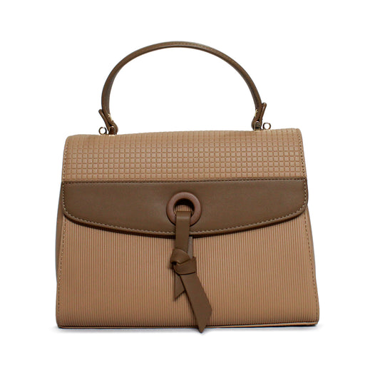 Textured Top Handle Bag with Knot Detail